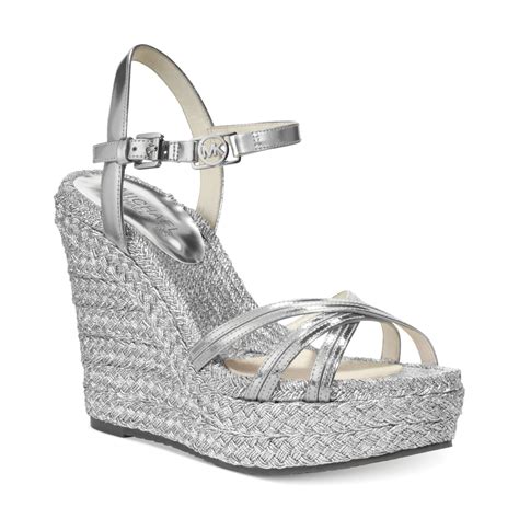 michael kors charm platform wedge sandals|Michael Kors silver wedge sandals.